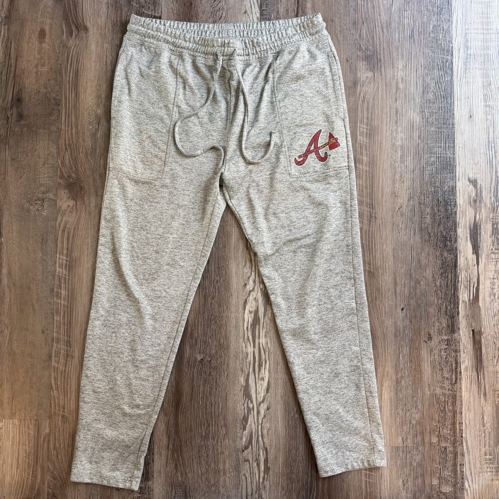 Atlanta Braves Pants Men's XL Gray Sweat Elastic Waist Drawstring